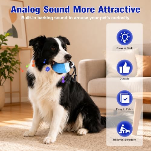 Smart Interactive Dog Toy Ball, Dog Enrichment Toys, Dog Barking Ball, E-TPU Material, Electric Automatic Moving and Rolling Dog Toy with Rope for Small, Medium, Large Dogs Boredom
