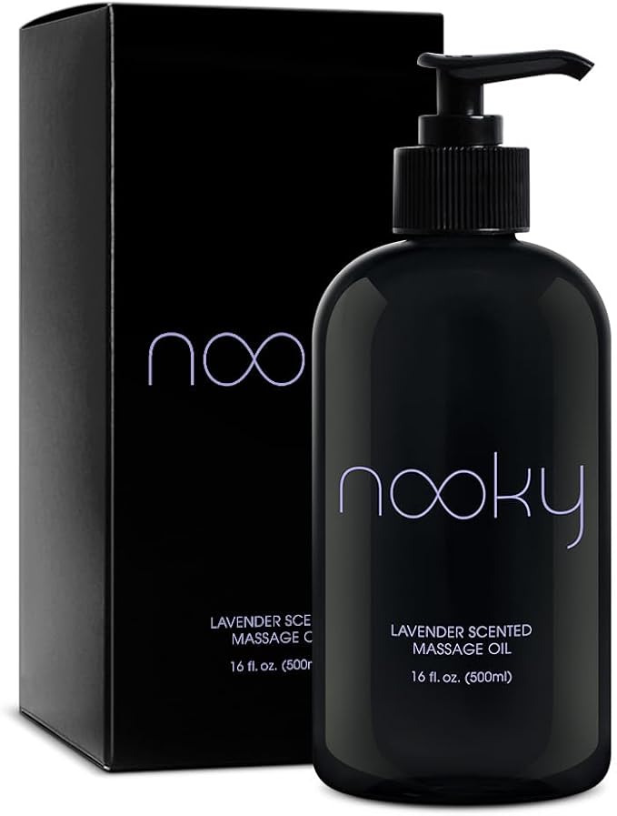 Nooky Massage Oil with Sweet Almond Oil, for Massaging 16 Ounce (Lavender)