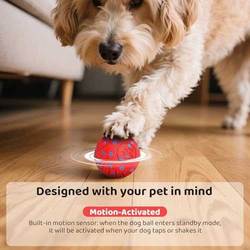 Remotely Controlled Smart Dog Ball: Automatic Bouncing, Vibration and Jumping Action Interactive Toy, Durable Duraspin for Aggressive Chewers, Rechargeable, for Indoor & Outdoor Use Red