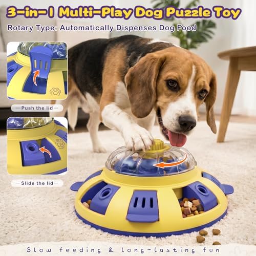Dog Puzzle Toy, Interactive Enrichment Treat Dispenser Toys, Yellow