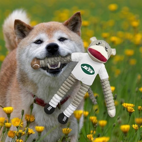 Littlearth NFL New York Jets Team Sock Monkey Pet Toy - Officially Licensed Teams