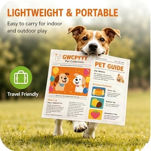 Newspaper Dog Toy, Durable Crinkle Squeaker Chew Toy, Bite-Resistant Interactive Dog Toys for Small Medium Dogs (2)