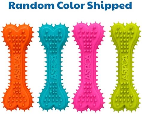 ASPCA 2-Pack Spiky TPR Puppy Teether Bones – Vanilla-Scented Teething Toys for Gum Relief, Gentle Chewing & Interactive Play