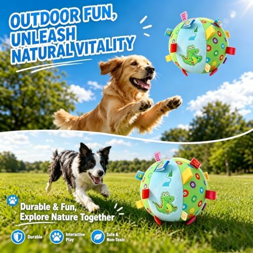 Dog Tag Toy，6-Inch Squeaky Plush Toy for Puppies & Small Medium Dogs