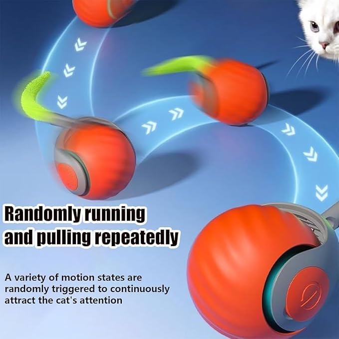 Speedy 2.0 Tail 2 Packs Interactive Cat Toys for Indoor Cats, Automatic Cat Toy with Tail, Electric Rolling Ball on Carpet,Cat Toys for Bored Indoor Adult Cats