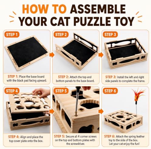 All-in-One Cat Scratch Puzzle Toy with Treat Storage Box