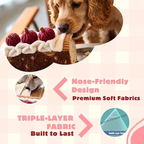Dog Puzzle Toys - Enrichment Squeaky Snuffle Treat Dispensing, Interactive Dog Toys for Boredom and Mental Stimulating, Cherry Roll Cake Mat Dog Toy for Small, Medium and Large Dogs