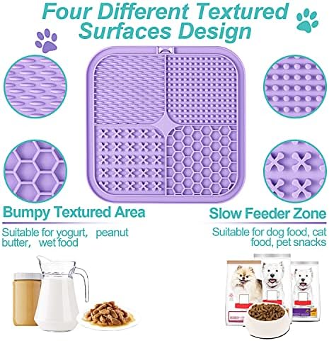 LUKITO Lick Mat for Dogs & Cats 2 Pack, Slow Feeder Licking Pad with Suction Cups for for Anxiety Relief and Boredom Reducer, Perfect for Bathing Grooming
