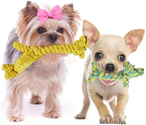 SunGrow Cotton Rope Dog Toys, 2 Pack Puppy & Giraffe for Light Chewers