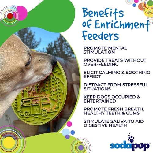 SodaPup Camp eMat – Durable Enrichment Feeder with Suction Cups Made in USA from Non-Toxic, Pet-Safe, Food Safe Rubber for Mental Stimulation, Digestive Health, Avoid Overfeeding, Calming, More
