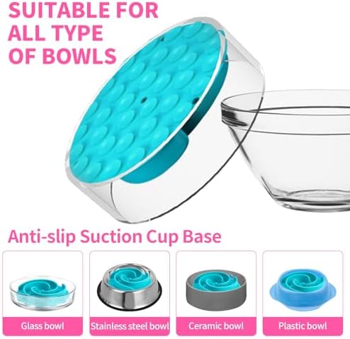 Slow Feeder Dog Bowls Insert, Bestalk Soft Silicone Slow Eating Feeder Insert with Suction Cups for Small, Medium and Large Dogs, Fit into Basic and Elevated Dog Bowls, Teal