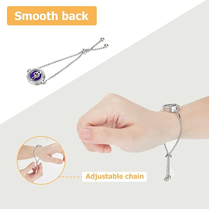 2 Sets Aromatherapy Essential Oil Diffuser Bracelet 316 Stainless Steel Slider Bracelet Aromatherapy Locket Adjustable Bracelet with 20pcs Refill Pads for Women 9.61 Inches
