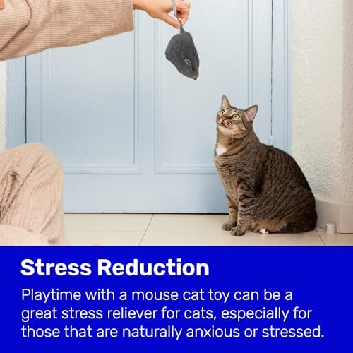Kats'N Us 2 Inch Real Rabbit Fur Non-Rattle Mouse Cat Toys (5, Gray)