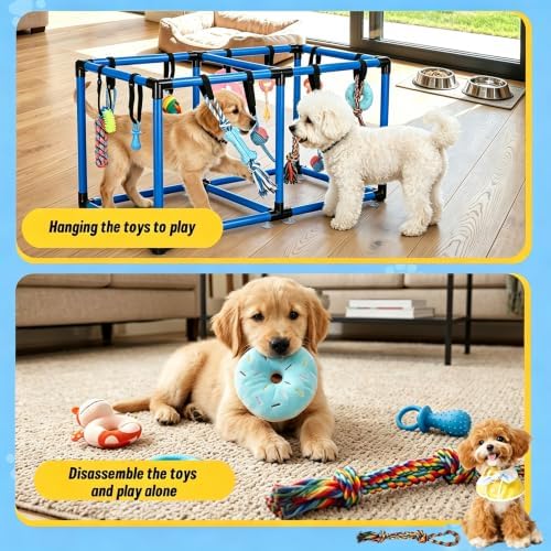 Blue Puppy Play Gym with 12 Hanging Toys (Blue)