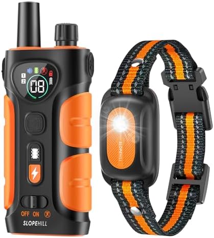 SLOPEHILL Dog Shock Collar,4200FT Dog Training Collar with Remote,Orange | IP68 Waterproof e Collar with Beep,Vibration,Safe Shock,Light,No Shock Mode,Shock Collar for Small Medium Large Dog 8-140lbs