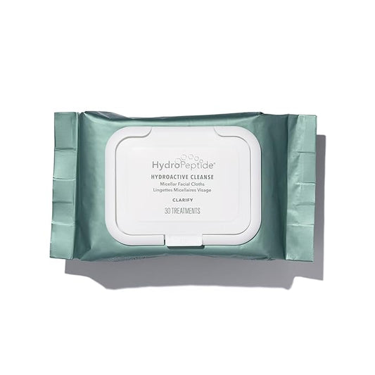 HydroPeptide HydroActive Cleanser, Micellar Facial Cloths, Cleanses Makeup, Dirt, and Excess Oil and Hydrates, 5 Pack (150 total clothes)
