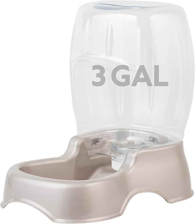 Petmate Pet Cafe Cat and Dog Water Dispenser, 3 GAL, Pearl Tan | USA Made Gravity Waterer with Easy Grab Base for Cats and Dogs
