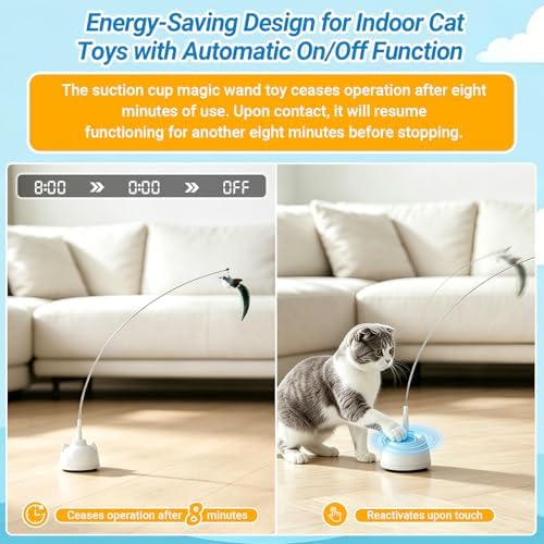 Interactive Cat Toys for Indoor Cats Toy Wand 360°Automatic Moving Cat Toys