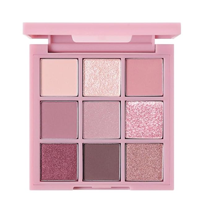 9 Color Eyeshadow Palette Makeup, Matte Glitter Shimmer Korean Eye Shadow Palettes, Highly Pigmented Long Lasting Waterproof Blendable, Knit Violet Rose Gold Purple Pink Dark Brown Glitter Eye Makeup