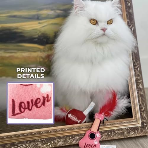 Haute Diggity Kitty Era Tour Guitar + Football Set, Soft Plush Cat Toys