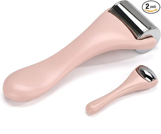 Tondiamo 2 Pcs Muscle Roller Gift Fascia Stick Cellulite Face Muscle Body Massage Roller Massage Tool for Relief Neck Arm Back Leg Body Deep Release(Pink,Metal)