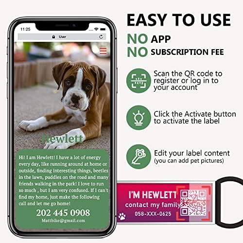 QR Code Dog Tag, Silent Slide-On Pet ID Name Tag for Dogs, Cats & Horses – Custom Personalized Noiseless Tag with Jingle-Free Fit & Online Profile Display