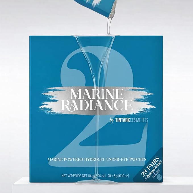 Tintark Marine Radiance 2 Hydrogel Under Eye Patches (28 Pairs), Illuminating Eye Mask with Mother of Pearl Ferment, Vitamin C & Licorice for All Skin Types - Brightening Dark Circles & Luminous Glow