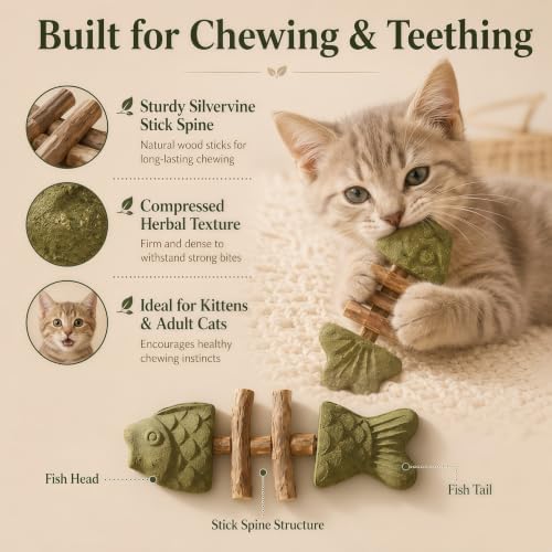 Catnip and Silvervine Chew Toy for Cats (3 PCS, Mixed Flavor)