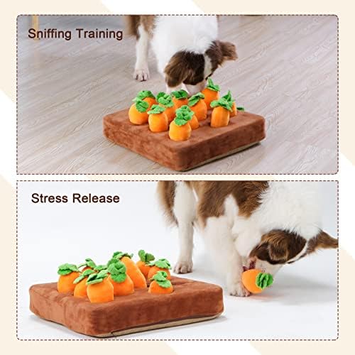 Snuffle Mat & Carrot Puzzle Toy for Dogs, Enrichment Toys with 12 Carrots