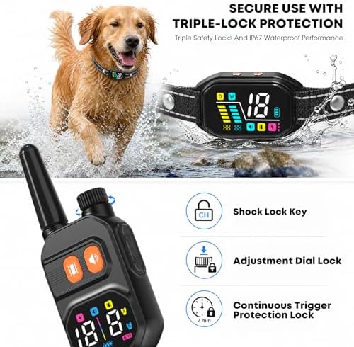 Dog Training Collar with Remote: 2-in-1 Manual & Auto Bark Control, 4 Training Modes, IP67, Rechargeable Shock Collar for Outdoor Walks & Owner Away, 5-26IN Nylon S/M/L Dogs, Phantom Black