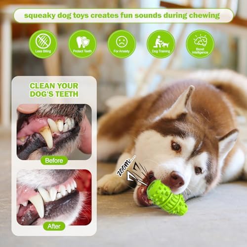 PIFFZEDO Natural Rubber Squeaky Dog Chew Toy for Large Aggressive Chewers