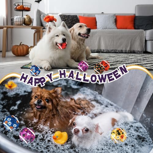 Seenelling 6 Pcs Halloween Squeaky Tennis Balls for Dogs Bulk, Cute