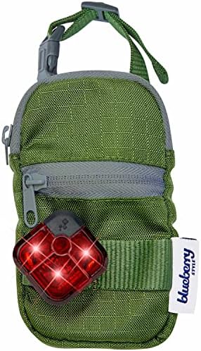 Blueberry Style Forest Green Dog Waste Bag Dispenser, Dog Poop Bag Holder Leash Attachment, Includes 1 Roll of Free Poop Bags