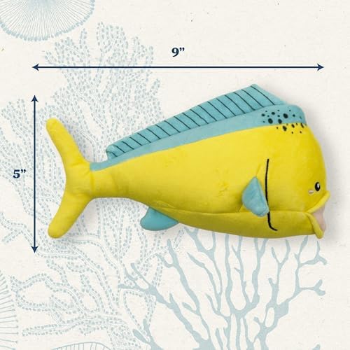 Ocean Collection Dog Toys | Jumbo Sized Mandi The Mahi Mahi | Cute, Durable, & Sustainable Plush Chew Toys for Dogs 50 lbs & up | Eco Friendly & 100% Recycled Materials