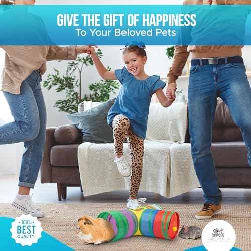 Tunnels with 3-Way Entrance - Cozy, Washable Guinea Pig Hideout - Interactive Cage Toys (Multicolor)