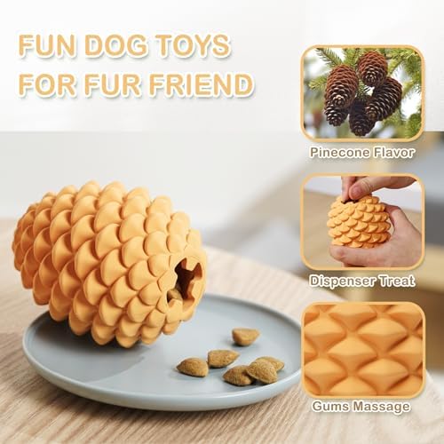 Dog Chew Toys Gift - Pine Cone Treat Dispenser for Pet Medium Large Breeds - Durable Interactive Puzzle Toys for Aggressive Chewers to Relieve Boredom Anxiety Birthday Gift