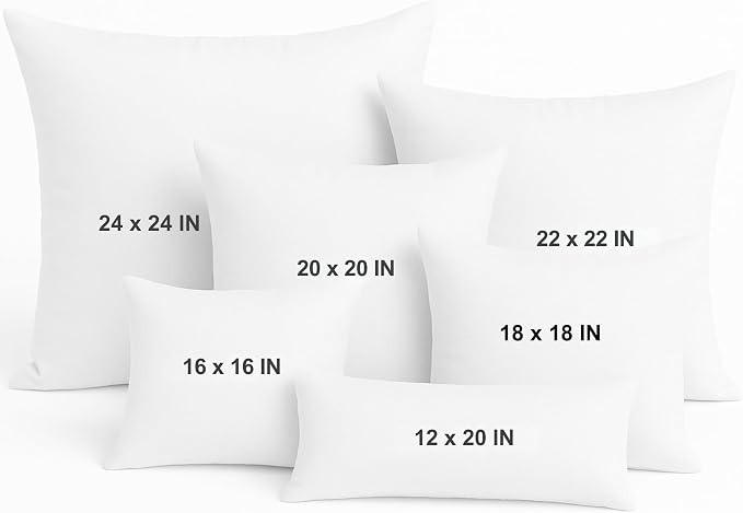 LANE LINEN Throw Pillow Insert - Pack of 2 16x16 Pillow Inserts for Decorative Pillow Covers, Throw Pillows Insert for Couch - White | Classic Solid Inserts For Couch & Chair Support - Shape Retention, Ultra-Soft 120 GSM Fabric, Home decors inserts