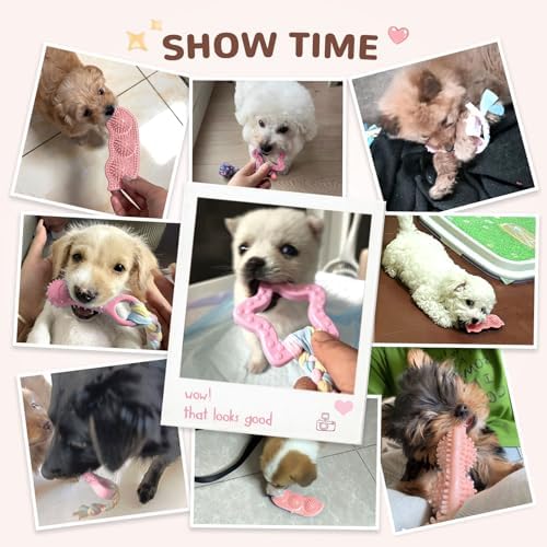 5 Pack Puppy Chew Toys for Small Dogs,Puppy Teething Toys for Small Puppies,Soft Rubber Dog Toys for Small Breed Interactive Chew Toys to Keep Them Busy (Pink)