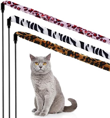 Sumind 3 Pieces Jungle Cat Wand Toys,Leopard Color