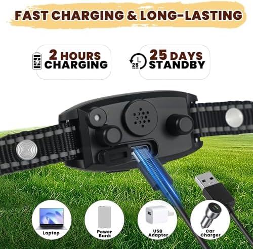 Smart Auto Dog Bark Collar, No Shock Anti Barking Collar for Small Medium Dogs 8-50lbs, Rechargeable & Waterproof Barking Control Device with Beep Vibration Mode & 8 Sensitivities