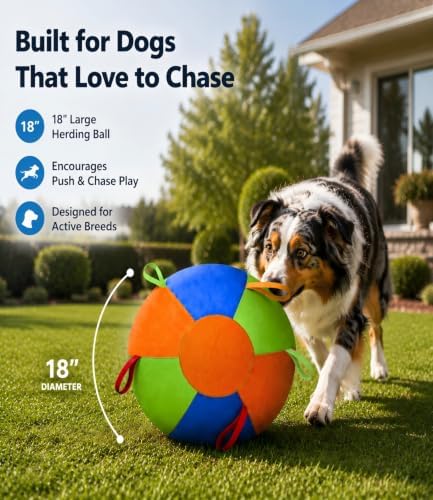 18" Herding Ball for Dogs, Large Dog Training Toy for Outdoor Play