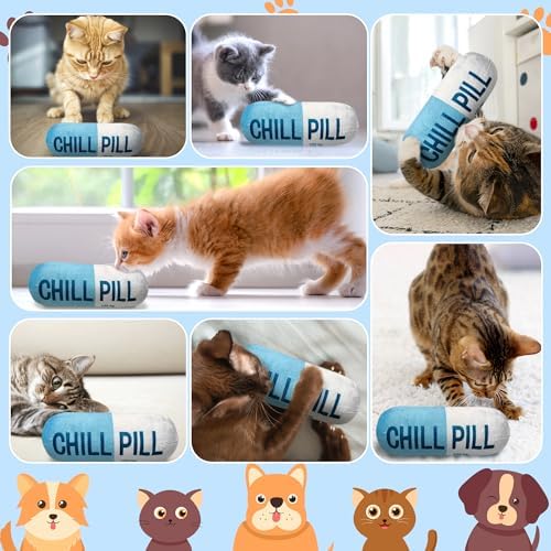 CUweipeng Funny Chill Pill Dog Plush Toy Cat Interactive Squeaky Pet Toy