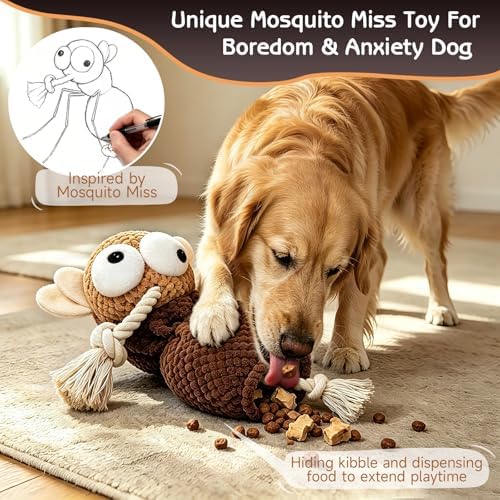 Yipetor Mosquito Squeaky Dog Toy, Cotton Rope Chew Toy for Small Medium Dog