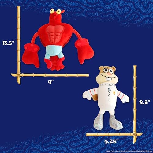 SpongeBob SquarePants, Squeaky Plush Dog Toys, Larry & Sandy, 2-Pack