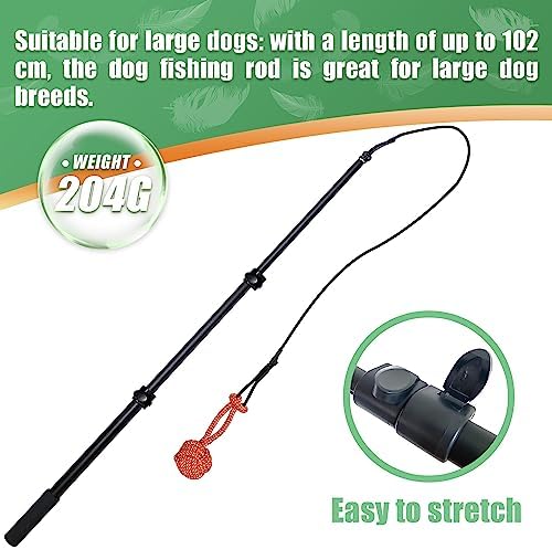 Flirt Pole for Dogs,Collapsible Extendable Dog Teaser Wand with Plush Squeaky Toy、Chase Rope, Ball Toy, Agility Training Equipment Playing Exercise Tools for Small Medium Large Dogs