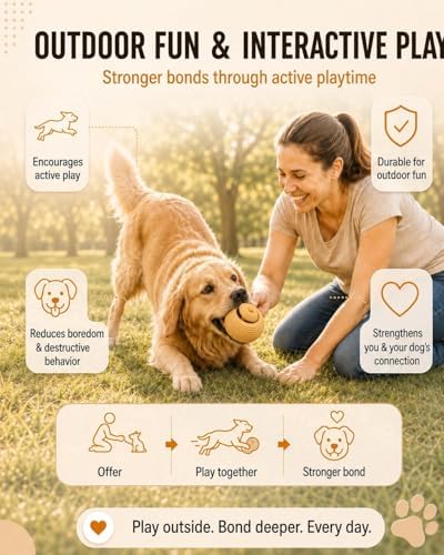 Dog Toy Ball for Aggressive Chewers, Natural Rubber Durable Treat Dispensing Dog Toy with Peanut Butter Grooves, Interactive Dog Puzzle Toy for Boredom, Chew Toy for Dogs