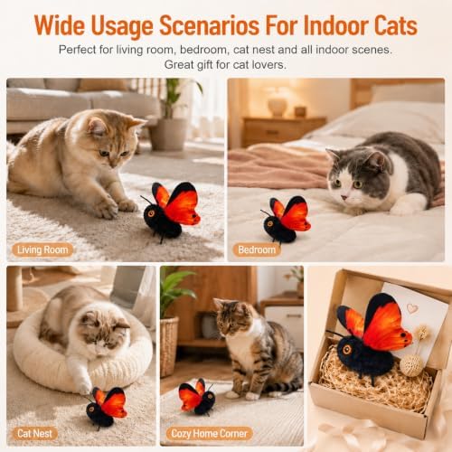 Smart Sensing Flapping Butterfly Toy Interactive Cat (#B)