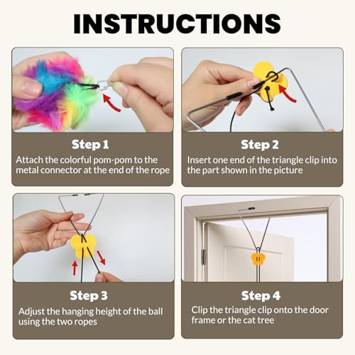 Hanging Cat Toy Bell Ball Kitten Toys for Indoor Cats Self Play