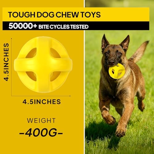 PetiFine Natural Rubber Dog Ball,Large Dog Toys for Aggressive Chewers,4.5"