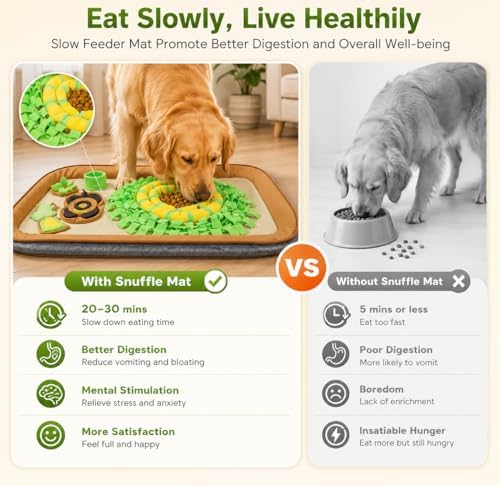 2IN1 Dog Bed Mat&Snuffle Mat for Dogs Large Breed, 28.3''x28.3'' Interactive Puzzle Dog Food Mat, Easy to Clean, Durable, Mental Stimulation & Slow Feeding Game for All Breeds